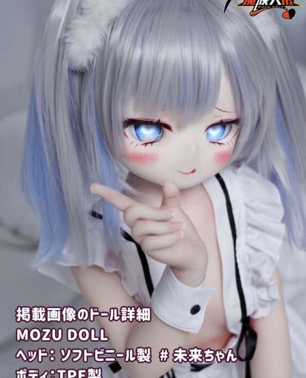 MOZUDOLL 130cm Mirai-chan with vinyl head and two TPE heads, TPE body, A cup, skin color, eye color, makeup, and wig are the same as the promotional photo, anime love doll, sex doll, low-priced model